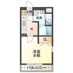 ＺＥＲＯ3 1階1Kの間取り