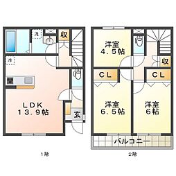 T&F修成 2階3LDKの間取り