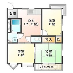 パストラル津C 3DKの間取図画像
