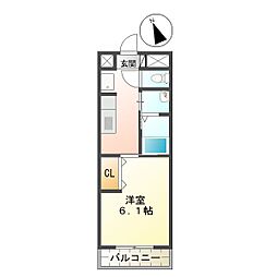 Ｅａｓｔ　Ｃｏｕｒｔ　Ｓａｋｕｒａｂａｓｈｉ 4階1Kの間取り
