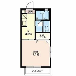 ポートサイド 2階1Kの間取り