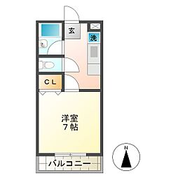 ジブリールN 1Kの間取図画像