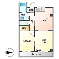 ロイヤルハイムK 2LDKの間取図画像