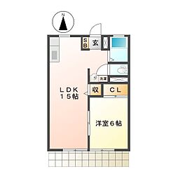 サンシティカネニA 1LDKの間取図画像