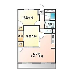 ドゥナーレ津新町1 2LDKの間取図画像