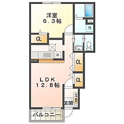 カーサ中野B 1LDKの間取図画像