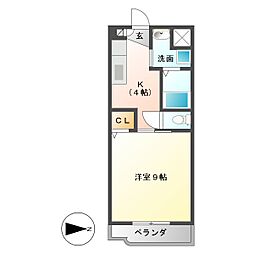 シンフォニー大園 1Kの間取図画像