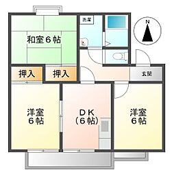 M'SハイムB 3DKの間取図画像