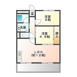 ドゥナーレ津新町1 2LDKの間取図画像