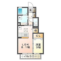 サンルミエール相川 1LDKの間取図画像