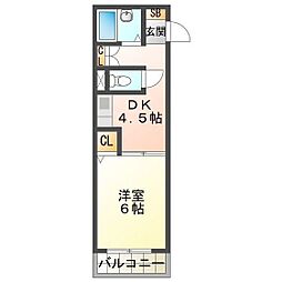 サンロイヤル東丸之内 1DKの間取図画像