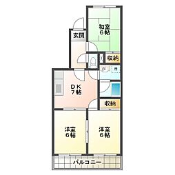 サンシャインガーデン 3DKの間取図画像