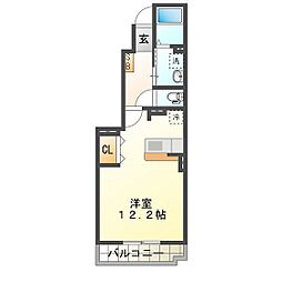 エスポワールB 1Kの間取図画像
