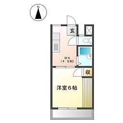 コーポ牛場 1DKの間取図画像