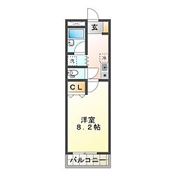 ルナール 1Kの間取図画像