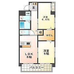 栗真MSビル 2LDKの間取図画像
