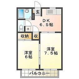 アクティブシティB棟 2DKの間取図画像