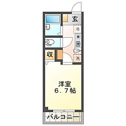 ワンダーウォール 1Kの間取図画像