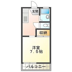 石神ハイツA 1Kの間取図画像