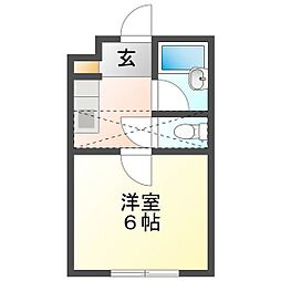 マリオ島崎 1Kの間取図画像