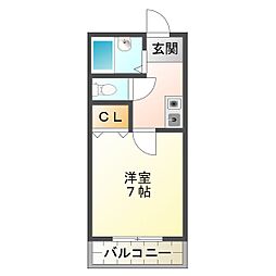 Pearly 1Kの間取図画像