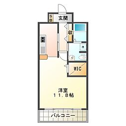 栗真MSビル 1Kの間取図画像
