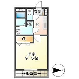 メゾンモンマルトル2 1Kの間取図画像