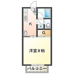 栗真ハイマートエクセルA 1Kの間取図画像