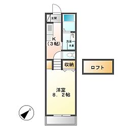 トップハウス明神2 1Kの間取図画像