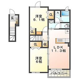 エクシブ1 2LDKの間取図画像