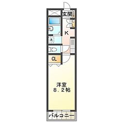 サンハイム駒田 1Kの間取図画像