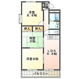 EXCREAサクラバシ 3LDKの間取図画像