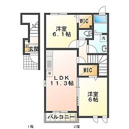 アサンテサーナB 2LDKの間取図画像