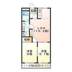 ニューコーポラス 2LDKの間取図画像
