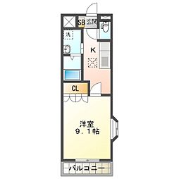 リヴァージュA 1Kの間取図画像