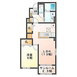 サニーハイツSEINAI3 1LDKの間取図画像