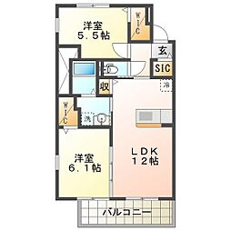 クレド桜橋 2LDKの間取図画像