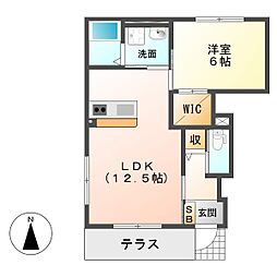 クレストコート 1LDKの間取図画像