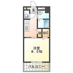 クレド桜橋 1Kの間取図画像