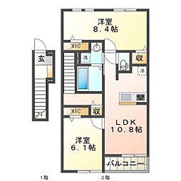 グリーシナ 2LDKの間取図画像