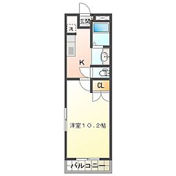 カーサディドマーニ2 1Kの間取図画像