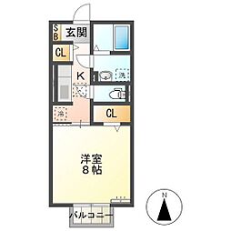 ラルーチェ上浜 1Kの間取図画像