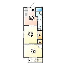 ネオコーポ 2DKの間取図画像