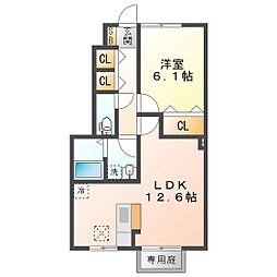 マルシェ高茶屋 1LDKの間取図画像