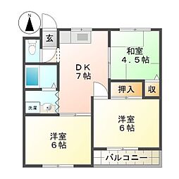 マンションモーツアルトハイム 3DKの間取図画像
