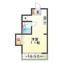 グランカーサ青柳 ワンルームの間取図画像