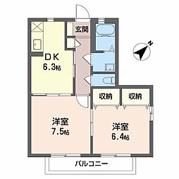 グランバリューB 2DKの間取図画像