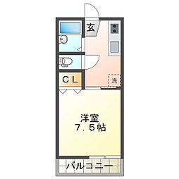 ハイム久居B 1Kの間取図画像