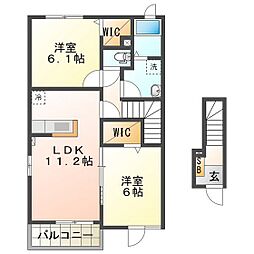 エクセレントヴィレッジ 2LDKの間取図画像
