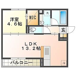 アネシスvilla赤堀 1LDKの間取図画像